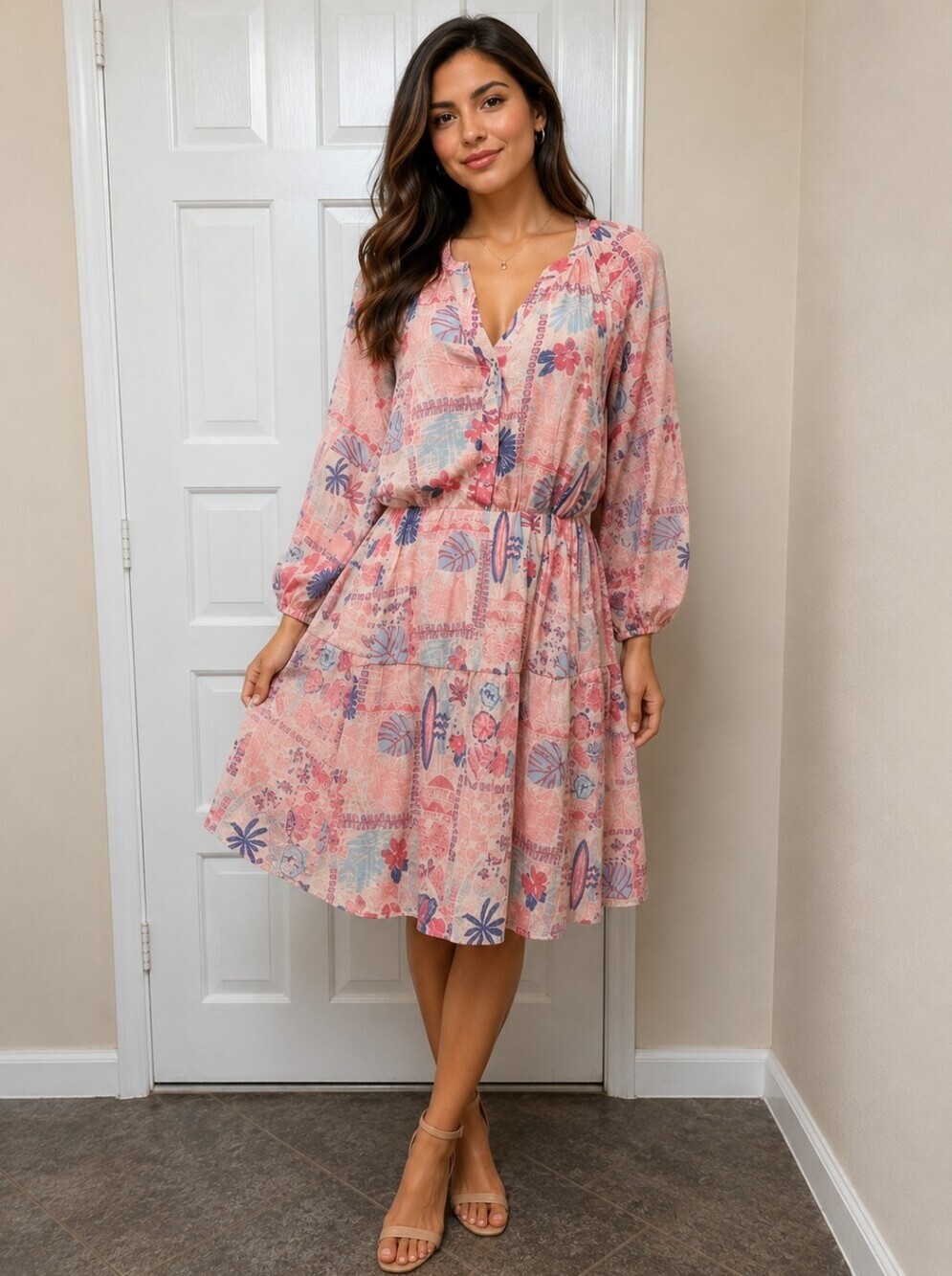 Floral Pink Midi Dress